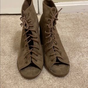 Taupe lace up booties